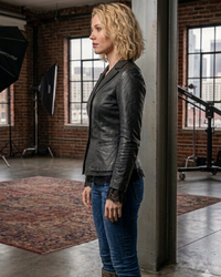 Women Leather Fitted Blazer