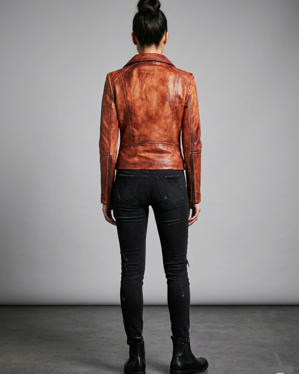 Women Designer Vintage Hand Washed Biker Jacket