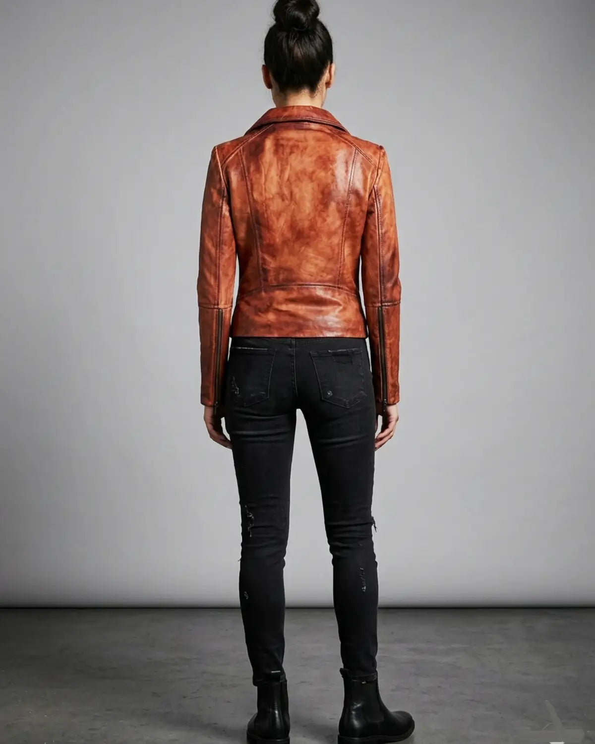 Women Designer Vintage Hand Washed Biker Jacket