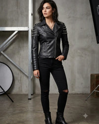 Victoria Studded Women Leather Jacket