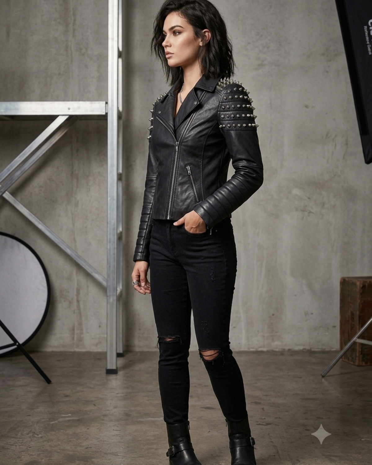 Victoria Studded Women Leather Jacket