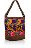 EMBROIDERED FABRIC LEATHER MIX TOTE BAG - FLORAL CONCEPT