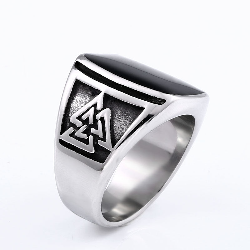 Vannamoda Nordic Viking  black stone men's ring stainless steel fashion jewellery- Best Seller