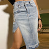 Asymmetric Women Denim Skirt High Waist Irregular Casual Large Size Midi Denim Skirt