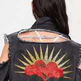 Ladies Jean Jacket Girls, cut at back and sleeve , Embroidered Jacket For Women Collection