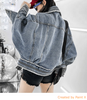 1300 Spring And Summer  Street Fashion Women Loose Light Blue Denim Jacket Ladies Jean Jacket