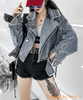 1300 Spring And Summer  Street Fashion Women Loose Light Blue Denim Jacket Ladies Jean Jacket