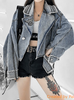 1300 Spring And Summer  Street Fashion Women Loose Light Blue Denim Jacket Ladies Jean Jacket