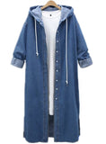 Spring And Summer  Street Fashion Women Long Light Weight  Blue Denim Jacket/Shirt Jacket