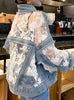 Patchwork Lace Women's Coat Lapel Collar Long Sleeve Denim Jacket Women Fashion Clothes