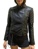 Women Designer Contrast Stitch Biker Jacket