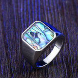 Best Seller Colorful shells geometric ring for Men Stainless steel high polished Ring