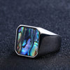 Best Seller Colorful shells geometric ring for Men Stainless steel high polished Ring