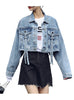 Spring And Summer  Street Fashion Women Loose  Bolero Light Blue Denim Jacket