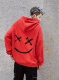 hip hop street custom smile print color stitching hoodie men's autumn clothes sports hoodie