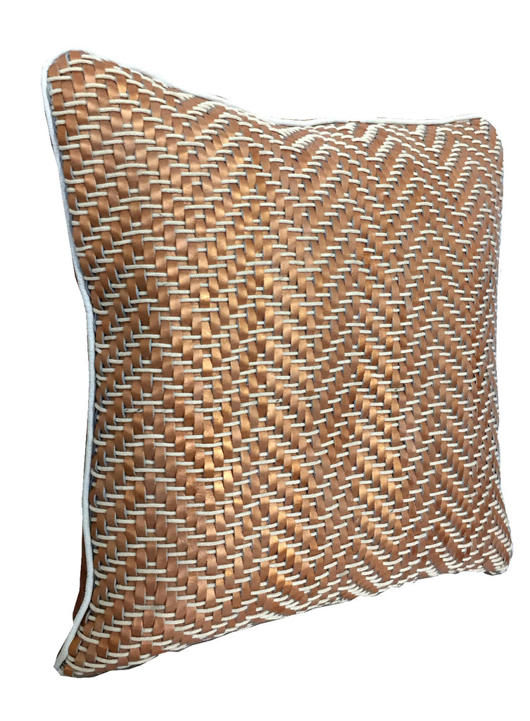 Laura  Woven  Leather cushion cover