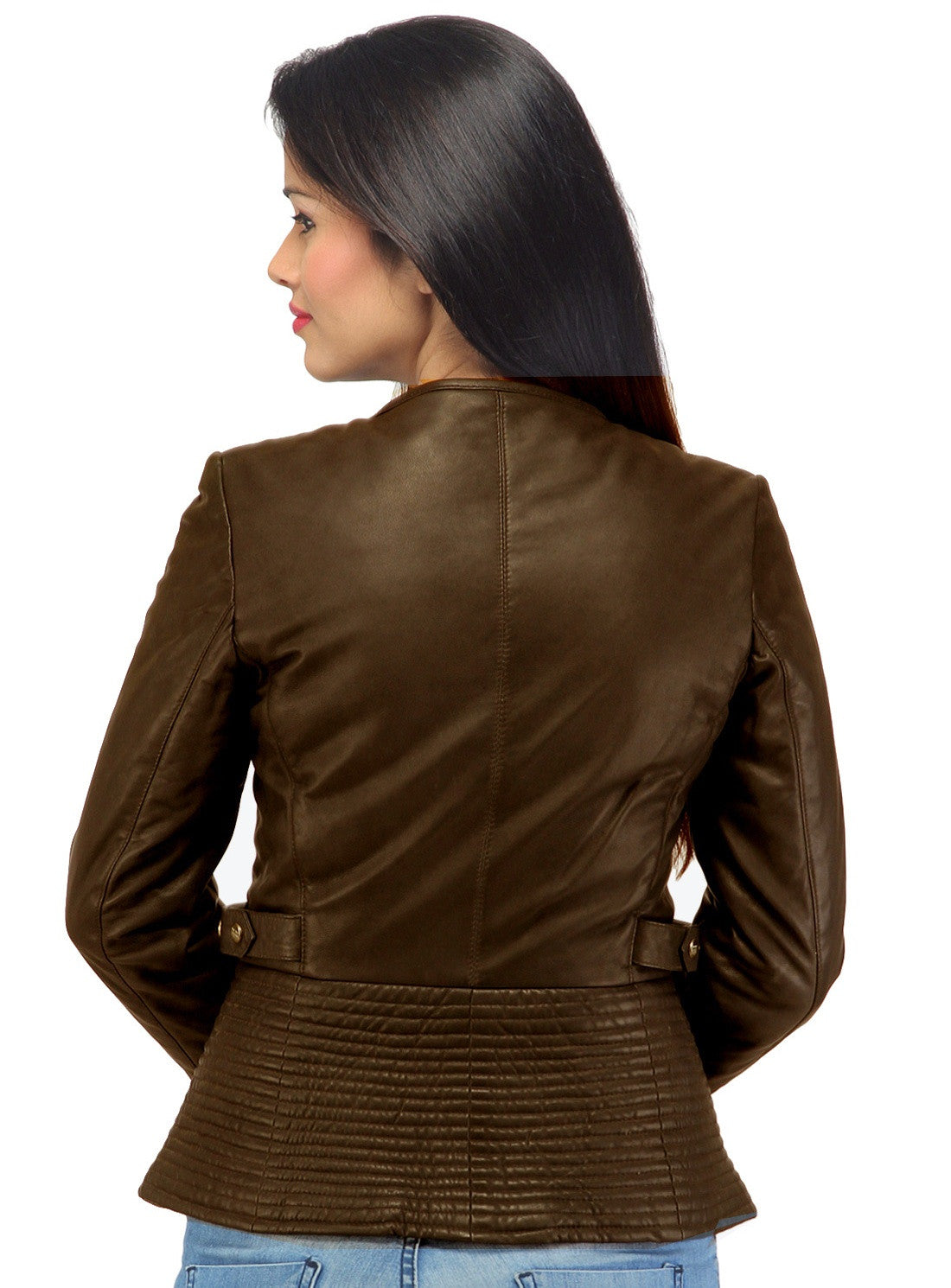 Hand Crafted Leather Multi Quilted Bottom Women Soft Lamb Jacket , Women Jacket - CrabRocks, LeatherfashionOnline
 - 6