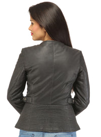 Hand Crafted Leather Multi Quilted Bottom Women Soft Lamb Jacket , Women Jacket - CrabRocks, LeatherfashionOnline
 - 5