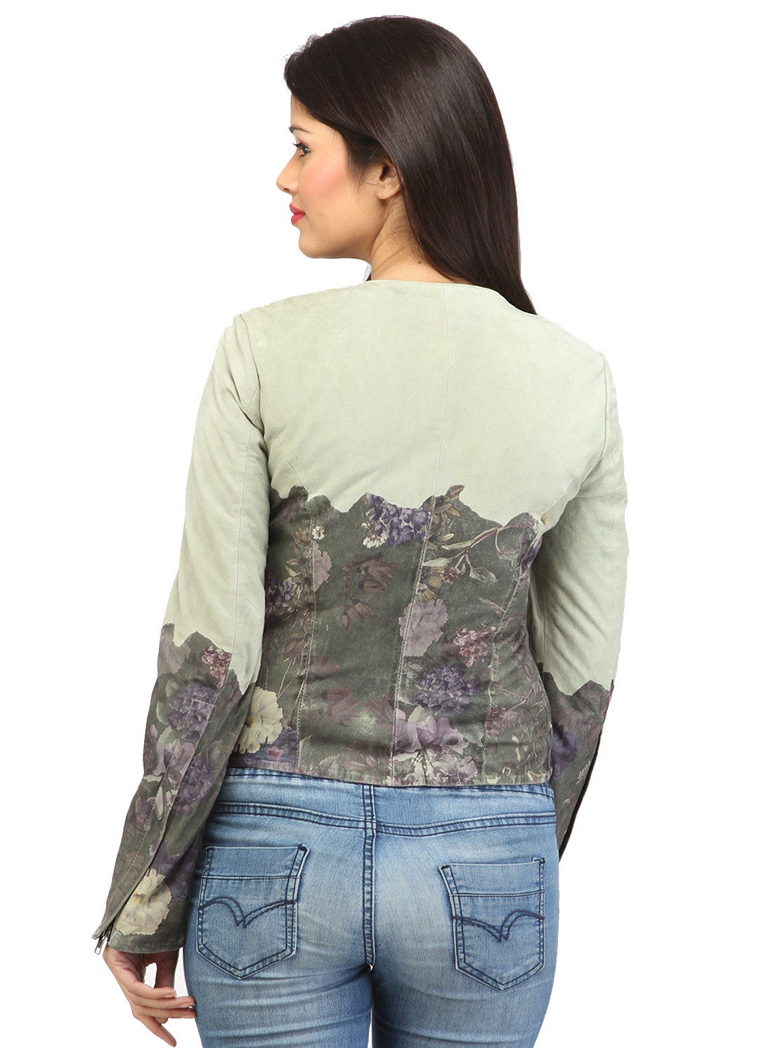 Women Designer Ombre Printed Leather Suede jacket , Women Jacket - CrabRocks, LeatherfashionOnline
 - 3