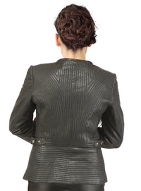 Velvet Women Multi Quilted Leather Jacket with Designer classic style