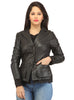 Women Leather Fitted Blazer Black / XS / LEATHER, Women Jacket - CrabRocks, LeatherfashionOnline
 - 1