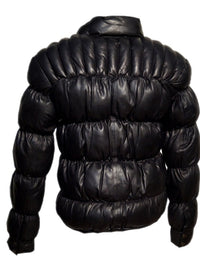 Designer Women Leather Puffer Down Jacket