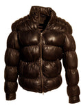 Designer Women Leather Puffer Down Jacket