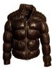 Designer Women Leather Puffer Down Jacket