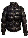 Designer Women Leather Puffer Down Jacket