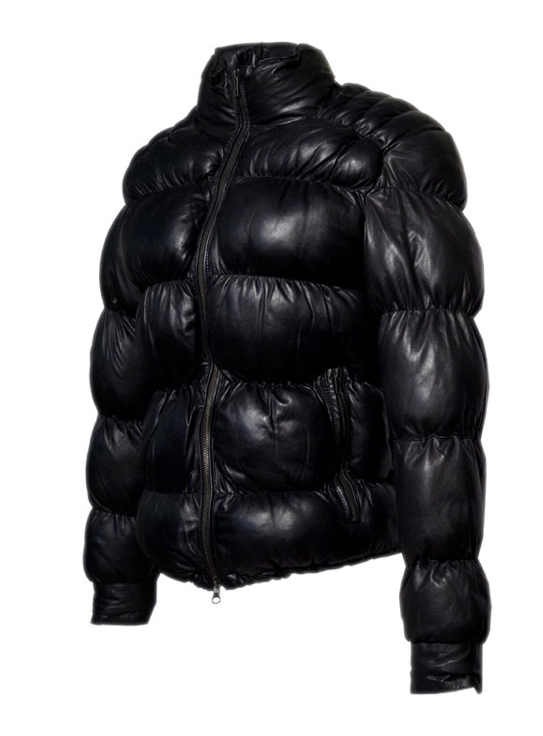 Designer Women Leather Puffer Down Jacket