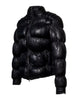Designer Women Leather Puffer Down Jacket