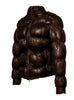 Designer Women Leather Puffer Down Jacket