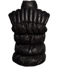Designer Women Leather Puffer Down Jacket without Sleeve