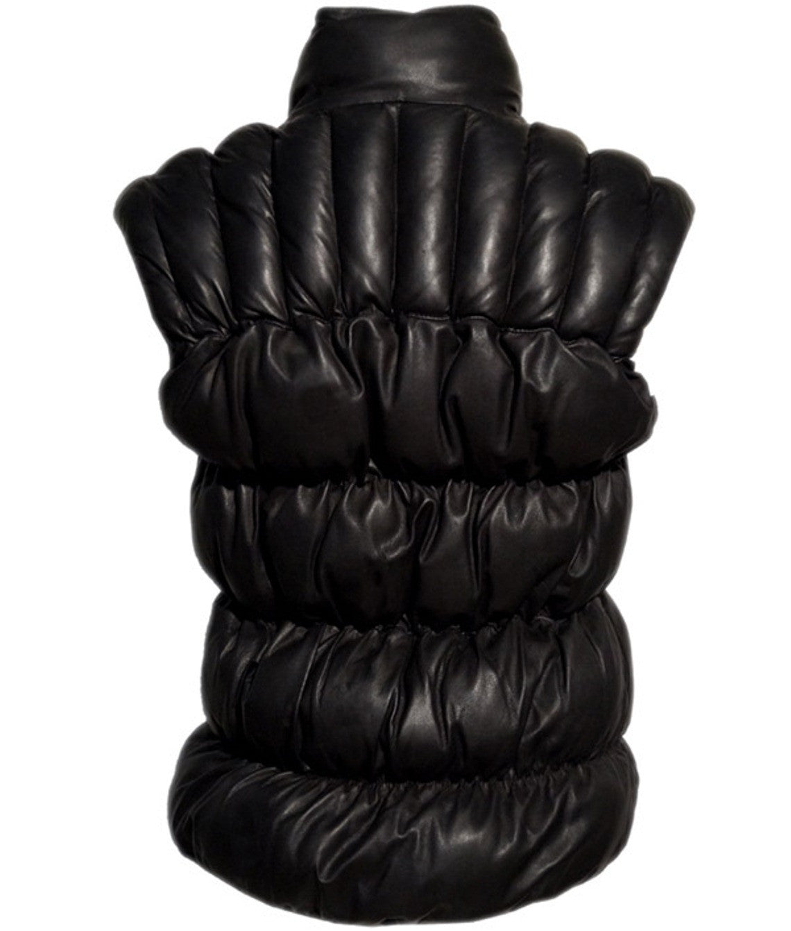 Designer Women Leather Puffer Down Jacket without Sleeve