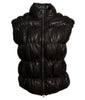 Designer Women Leather Puffer Down Jacket without Sleeve