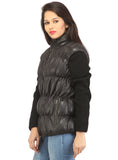 Designer Women Leather Puffer Down Jacket without Sleeve , Women Jacket - CrabRocks, LeatherfashionOnline
 - 3