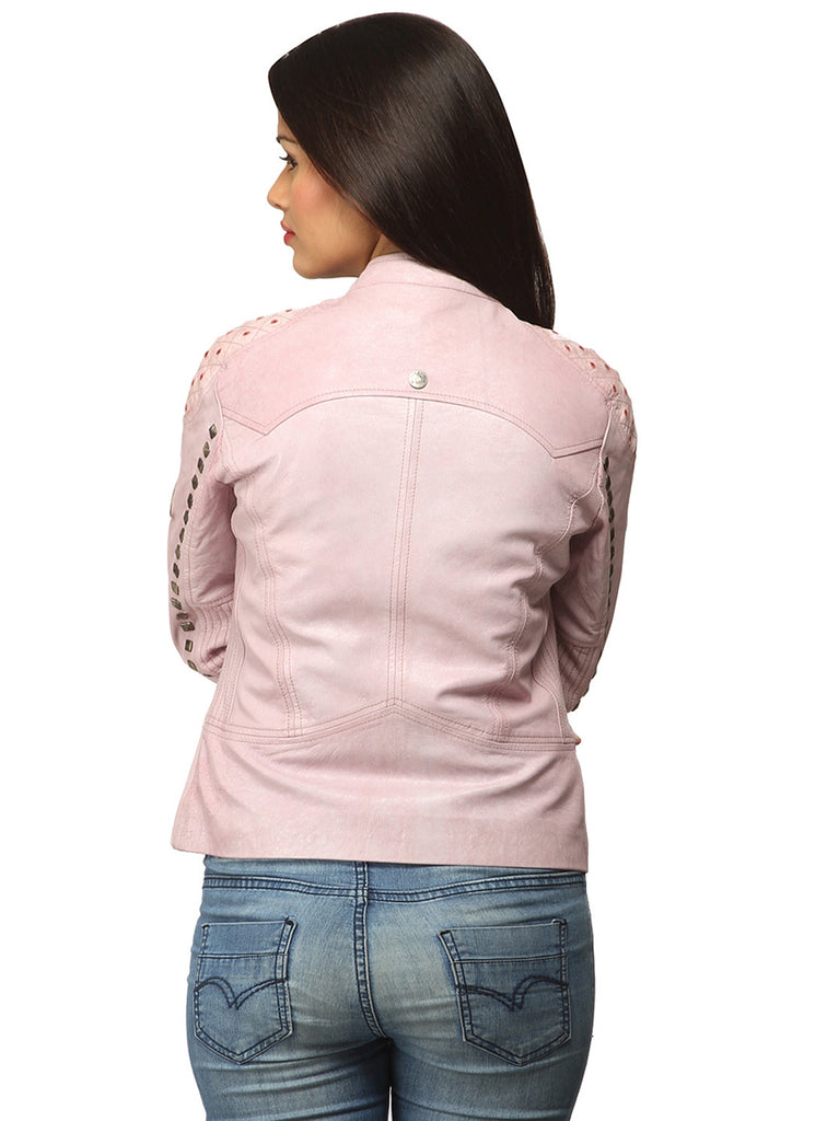 Women Casual distress Look Rivet Jacket , Women Jacket - CrabRocks, LeatherfashionOnline
 - 3