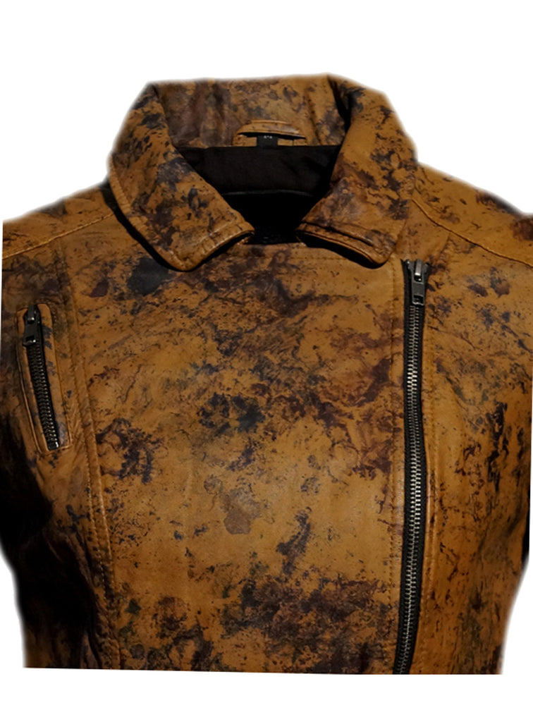 Women Marbled Leather Biker Jacket , Women Jacket - CrabRocks, LeatherfashionOnline
 - 8