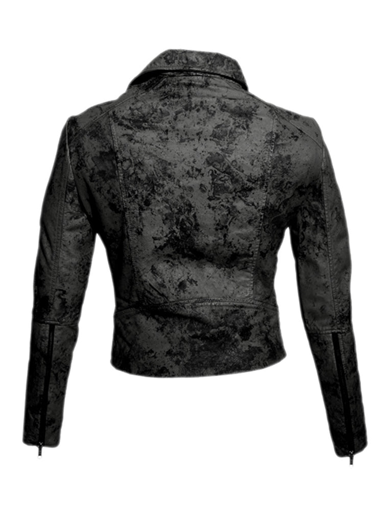 Women Marbled Leather Biker Jacket , Women Jacket - CrabRocks, LeatherfashionOnline
 - 7