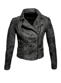 Women Marbled Leather Biker Jacket , Women Jacket - CrabRocks, LeatherfashionOnline
 - 5