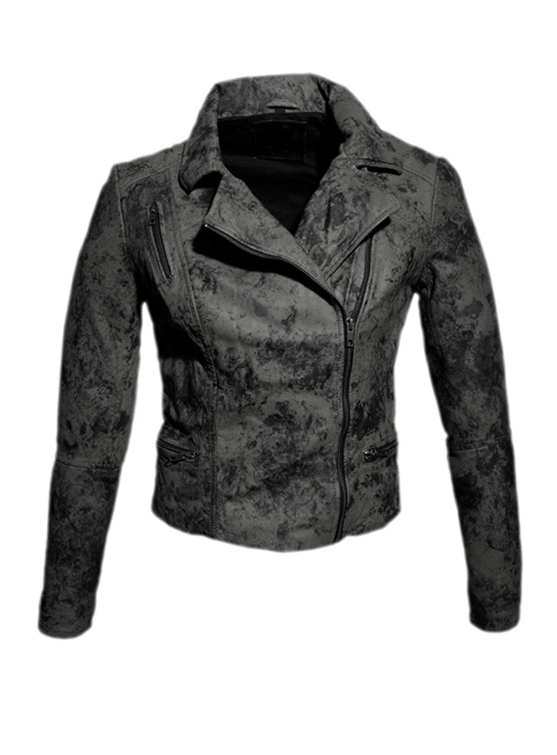 Women Marbled Leather Biker Jacket , Women Jacket - CrabRocks, LeatherfashionOnline
 - 5