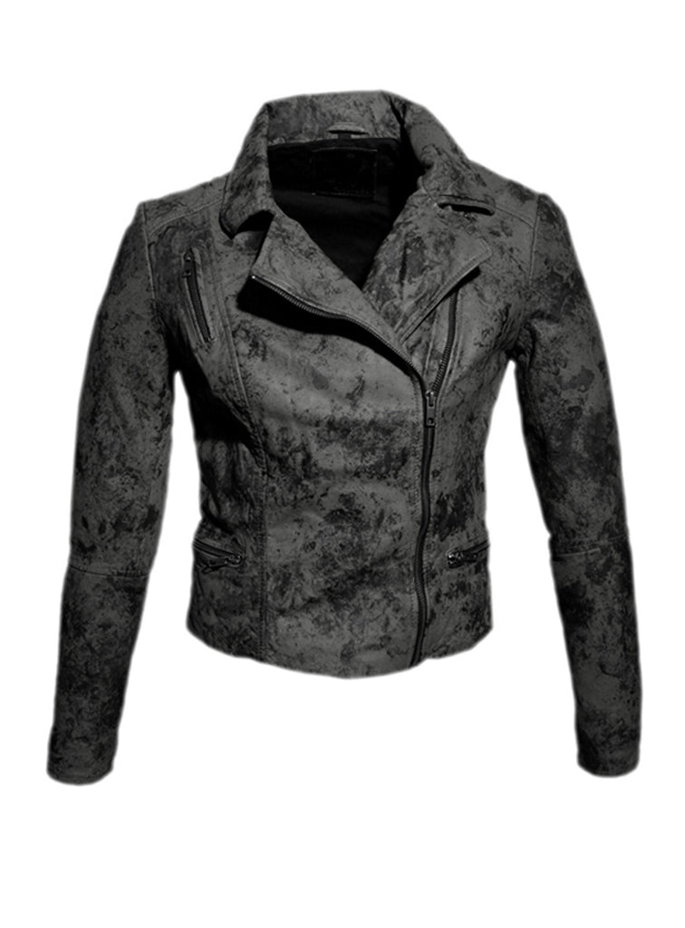 Women Marbled Leather Biker Jacket , Women Jacket - CrabRocks, LeatherfashionOnline
 - 5