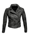Women Marbled Leather Biker Jacket , Women Jacket - CrabRocks, LeatherfashionOnline
 - 5