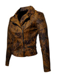 Women Marbled Leather Biker Jacket , Women Jacket - CrabRocks, LeatherfashionOnline
 - 4