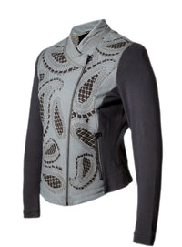 Paisley Cut Designer Ladies Leather Jacket , Women Jacket - CrabRocks, LeatherfashionOnline
 - 3