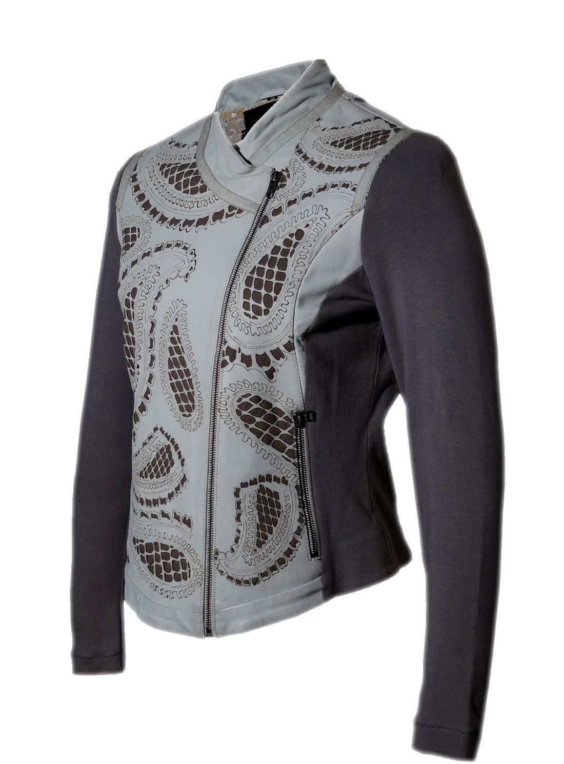 Paisley Cut Designer Ladies Leather Jacket , Women Jacket - CrabRocks, LeatherfashionOnline
 - 3