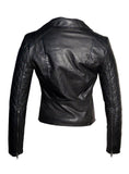 Women Leather Biker Jacket with Padded Sleeve , Women Jacket - CrabRocks, LeatherfashionOnline
 - 3