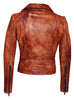 Women Designer Vintage Hand Washed Biker Jacket , Women Jacket - CrabRocks, LeatherfashionOnline
 - 3