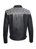 Leather Short Jacket with Jacquard Leather Weave at Front and Back Yoke.