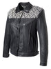 Leather Short Jacket with Jacquard Leather Weave at Front and Back Yoke.